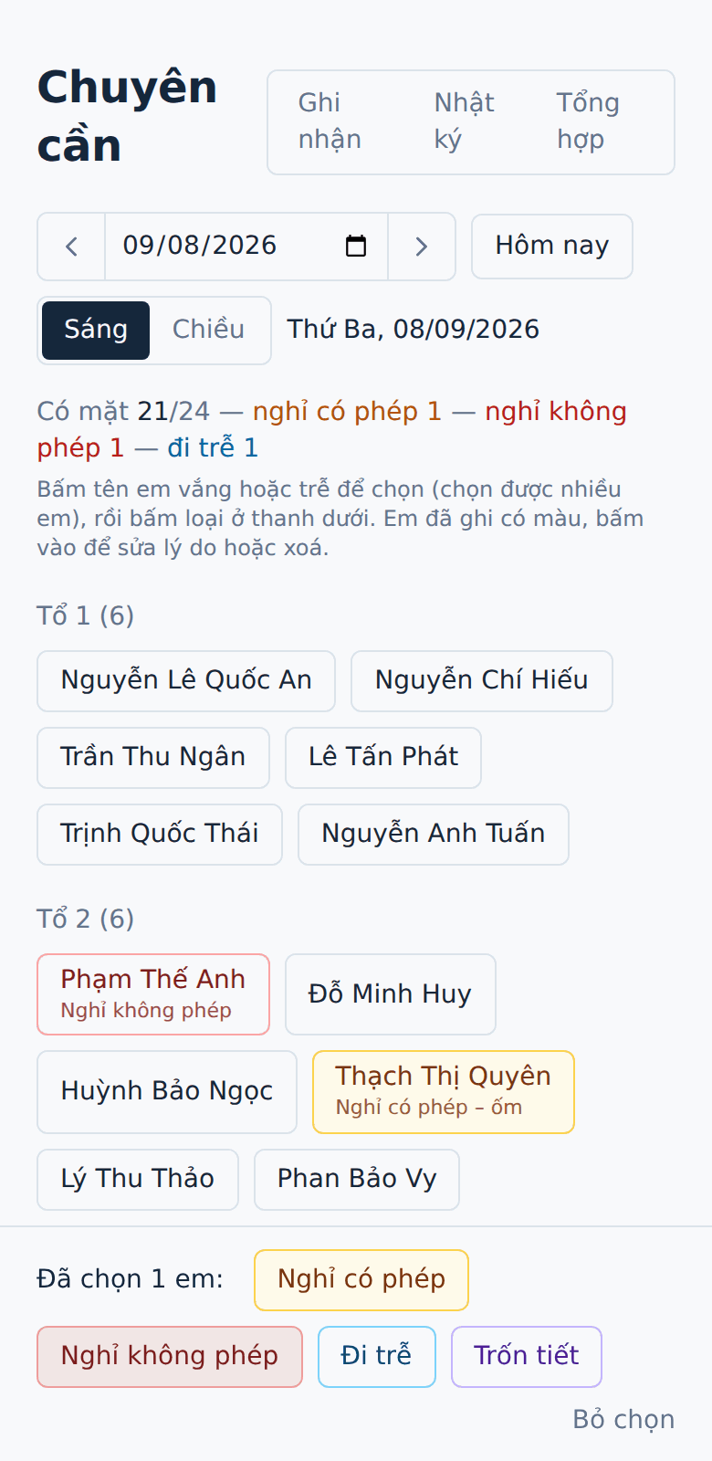 Điểm danh trên điện thoại